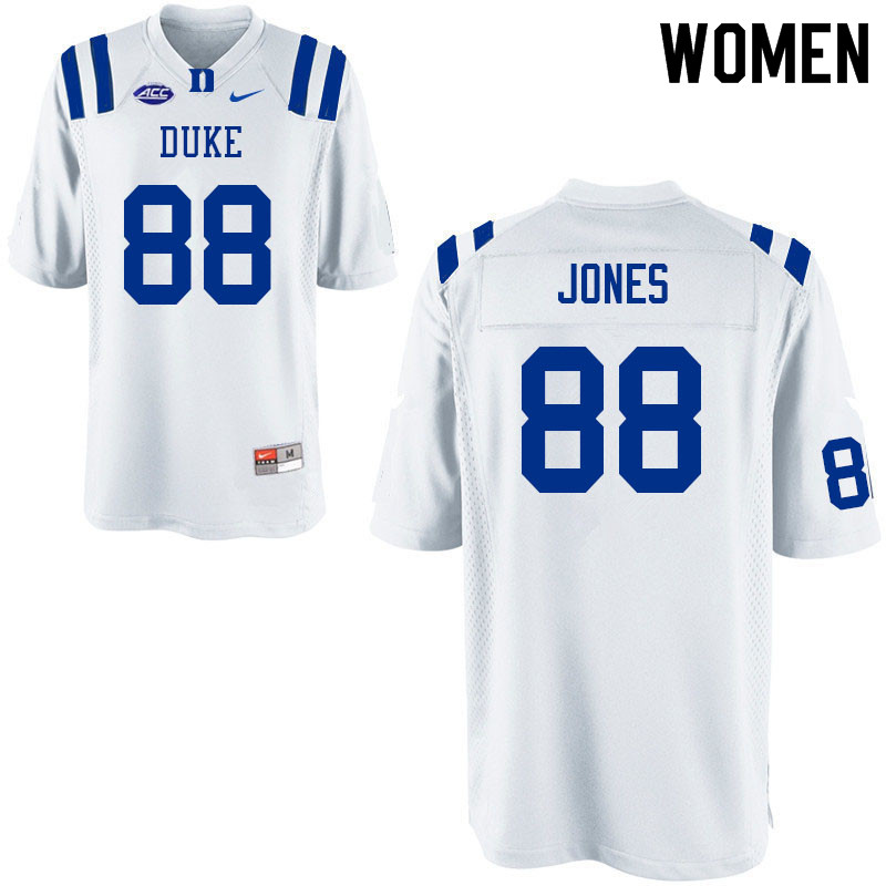 Women #88 Andrew Jones Duke Blue Devils College Football Jerseys Sale-White - Click Image to Close